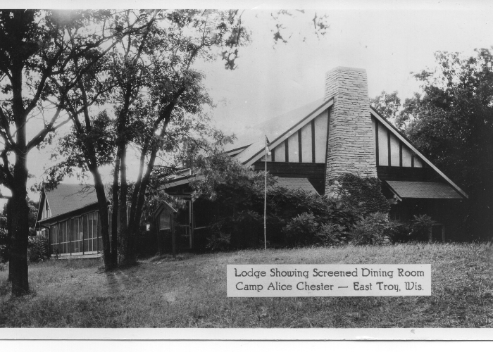 vintage black and white camp alice chester postcard