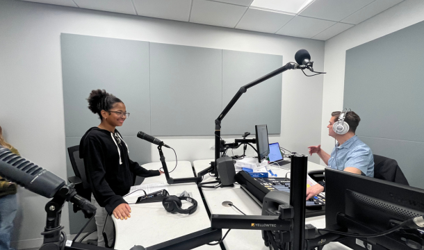 girl scout recording radio interview